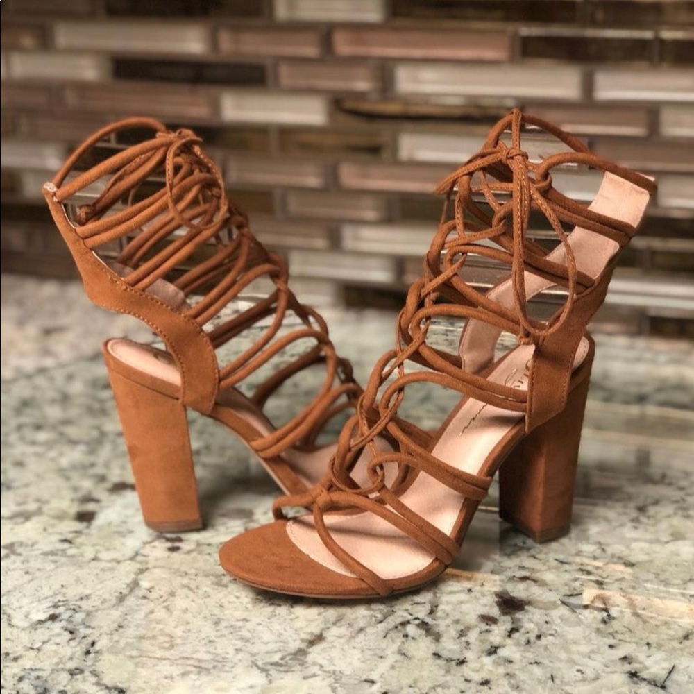 Brown Lace Heels